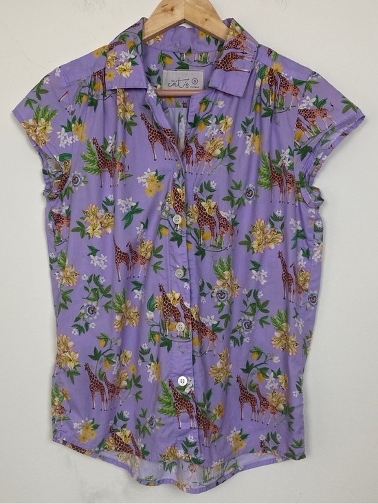 The Cat'S Pajamas Other - The Cats Pajamas Purple Giraffe Floral Safari Print Top Size S